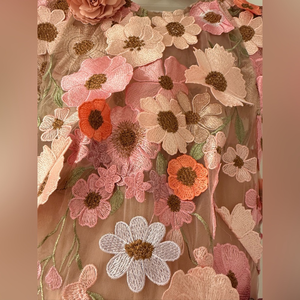 New Bronx and Banco Jasmine Embroidered Floral Applique Mini Dress - Picture 9 of 15